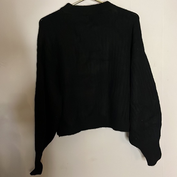 & Other Stories | round neck balloon sleeve sweater in black - Picture 8 of 8